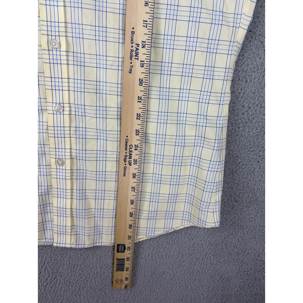 Charles Tyrwhitt Shirt Mens 16 34/35 Yellow Check Slim Fit Non Iron Long Sleeve - Picture 5 of 7
